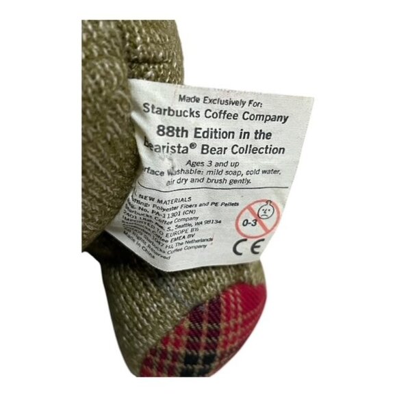 Starbucks Bearista Bear Plush 88th Edition 2009 - Winter Holiday, Plaid Scarf - Picture 5 of 8